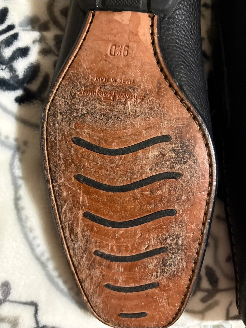Salvatore Ferragamo Black Leather Bit Slip-On Loafers